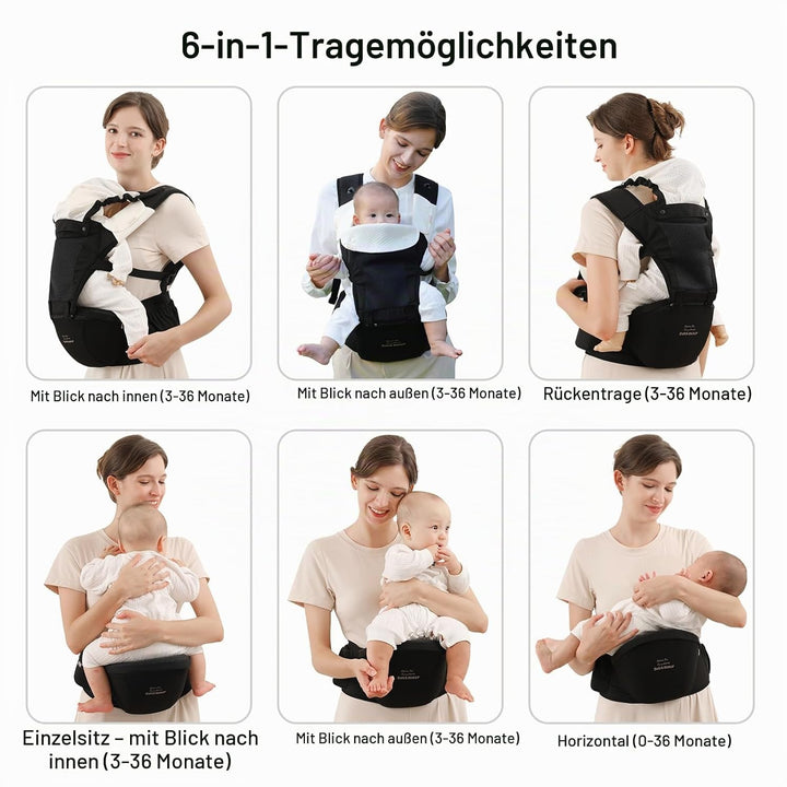 Bebear Babytrage für 0-36 Monate, 3D Air Mesh Rucksack für Neugeborene bis Kleinkinder,ergonomischer