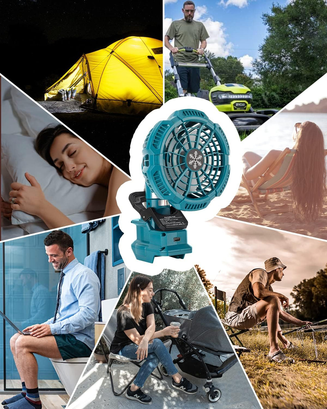 Taingwei Tragbarer Clip-on-Ventilator für Makita 18v Akku, Leise akku ventilator mit 3 energieeffizi