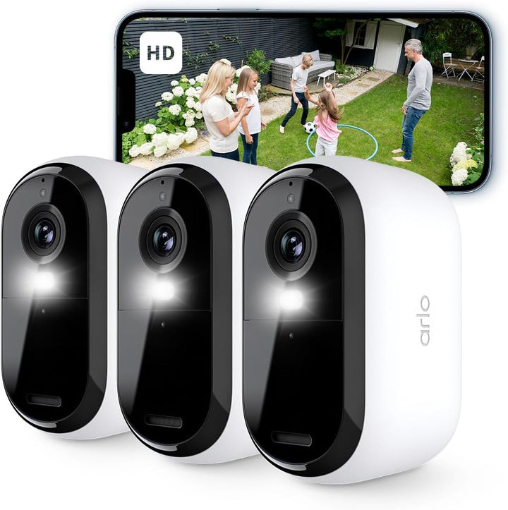 Arlo Essential 2 HD Akku Überwachungskamera Aussen WLAN, Kabellos, 1080p Video, Farbnachtsicht, Lich