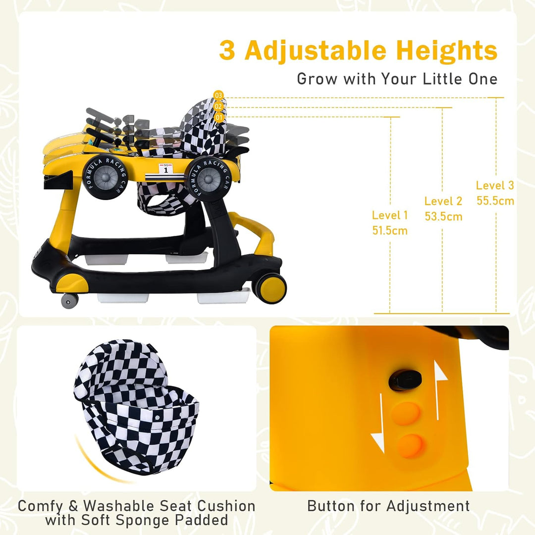FANTASK 4 in 1 Lauflernhilfe, Baby Walker Autoförmig mit Musikbox, Licht &amp; Rädern, Lauflernwagen kla