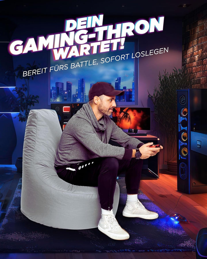 PATCH HOME Gamer Sessel mit Reissverschluss Lounge Kissen Sitzsack Sitzkissen Bean Bag In & Outdoor