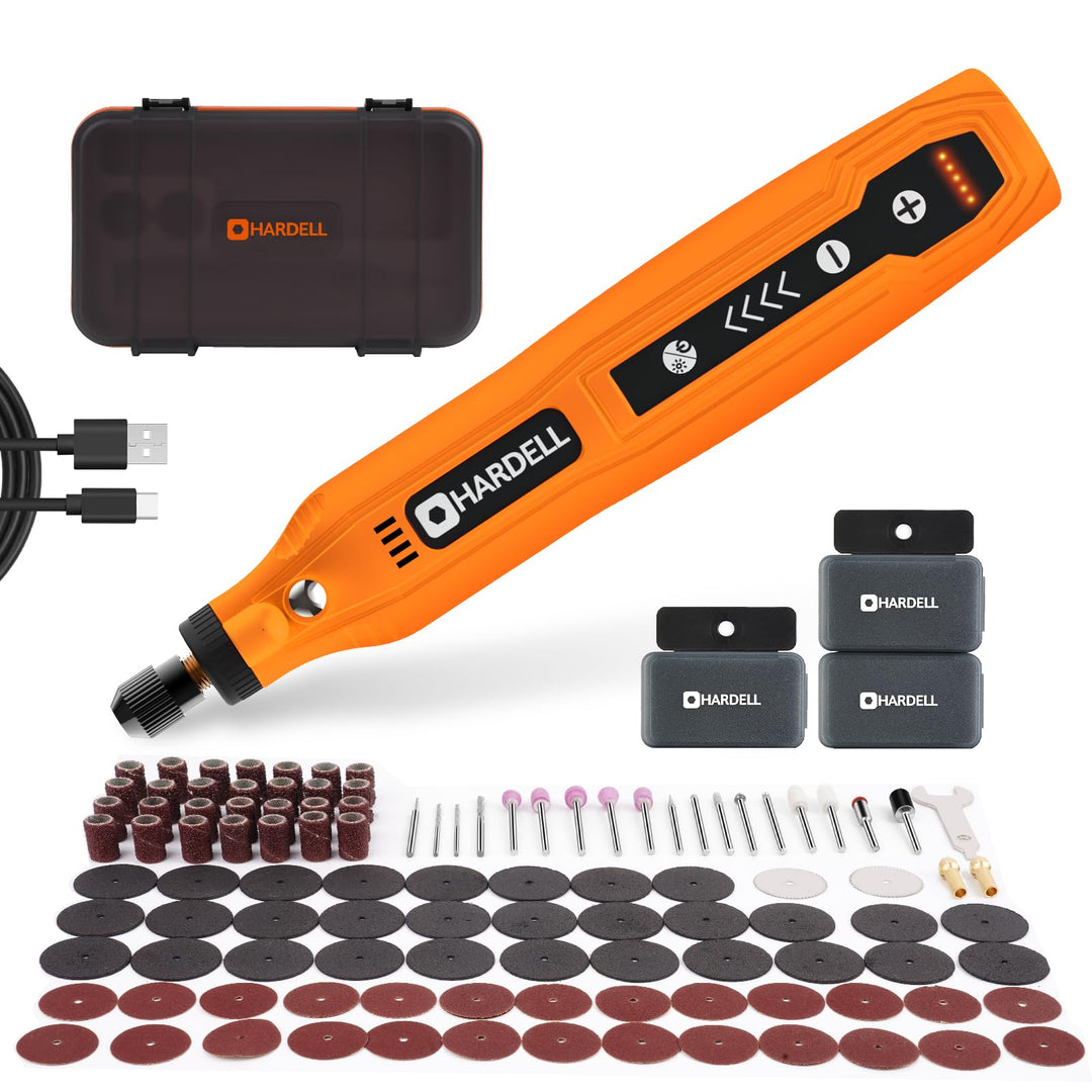 HARDELL Mini Akku Rotationswerkzeug mit LED, 5 Geschwindigkeiten (5000-18000 U/min), 3,7V Multifunkt