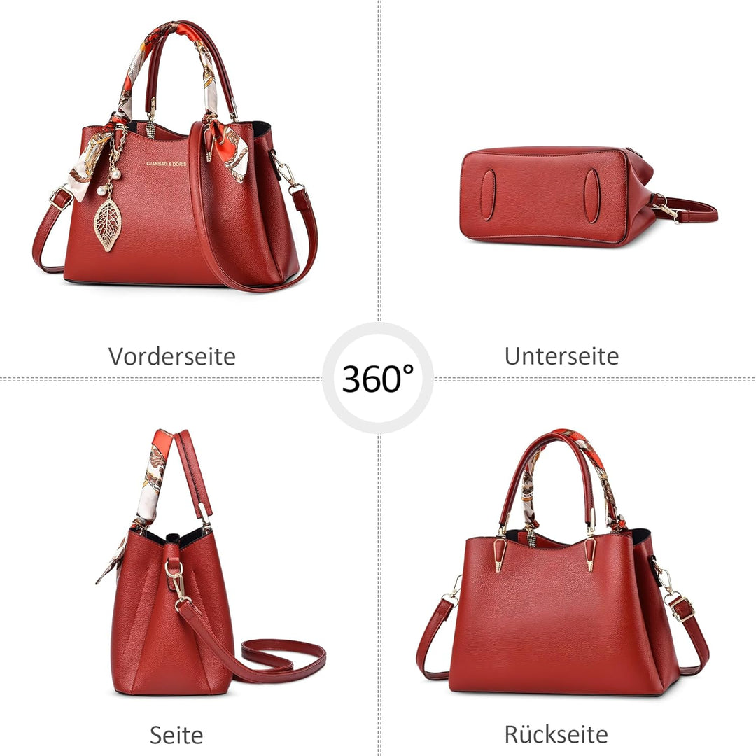 DORRISO Elegant Damen Handtasche Grosse Kapazität Schultertasche mit Einzigartigem Anhänger Umhänget