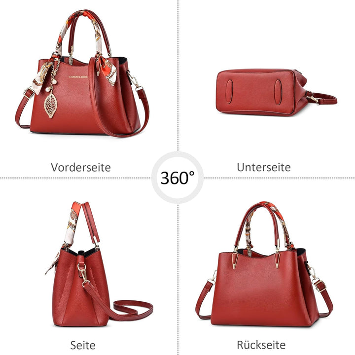 DORRISO Elegant Damen Handtasche Grosse Kapazität Schultertasche mit Einzigartigem Anhänger Umhänget