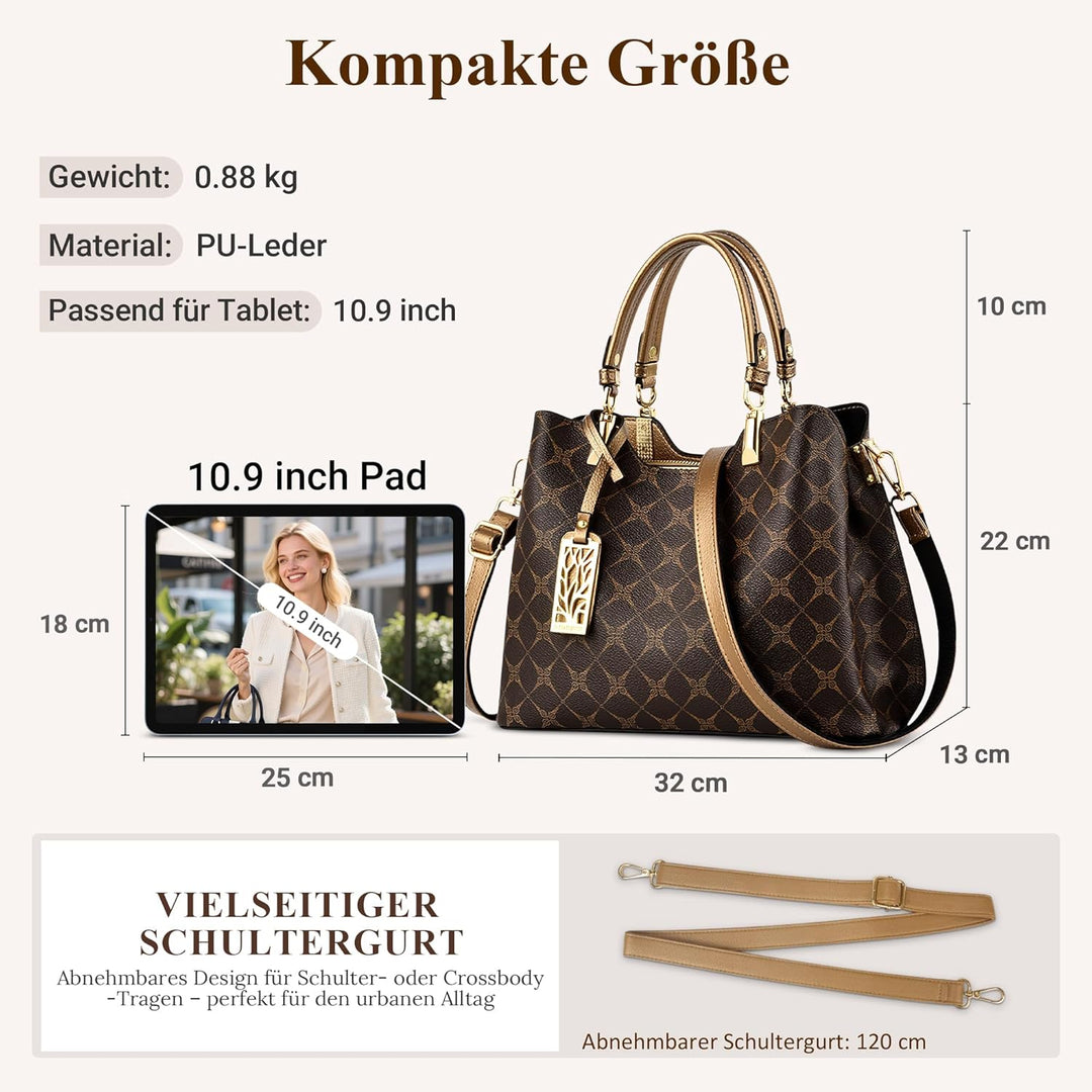 DIRRONA Damen Handtasche Mittel Schultertasche Casual Umhängetasche PU Leder Tasche Shopper Party To