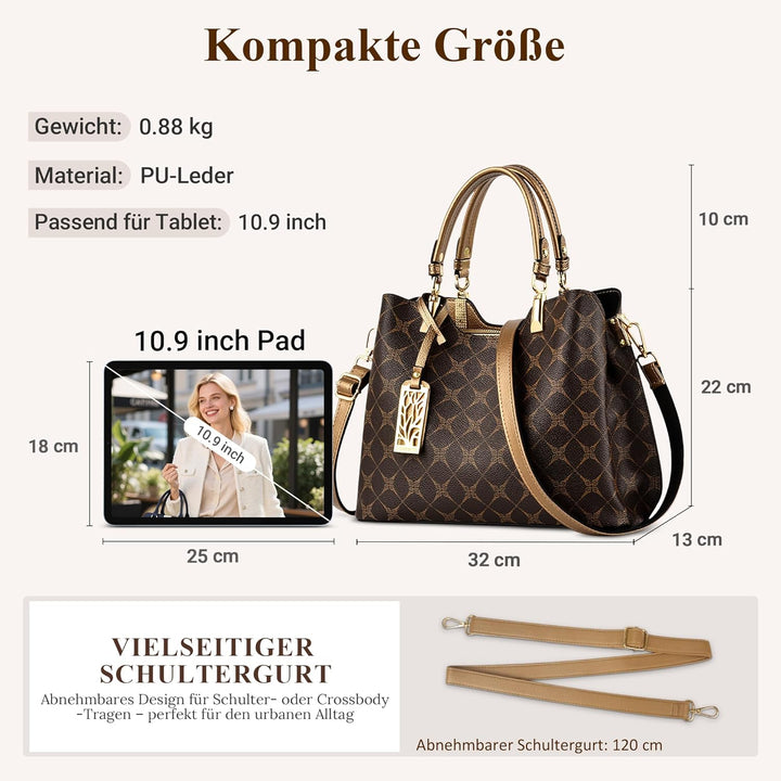 DIRRONA Damen Handtasche Mittel Schultertasche Casual Umhängetasche PU Leder Tasche Shopper Party To