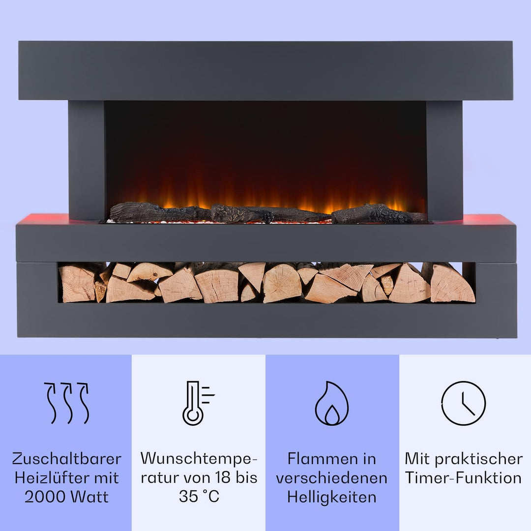 Klarstein Elektrokamin, Elektro Heizungen für Wohnzimmer & Innenräume, Elektrischer Kamin mit LED Fl
