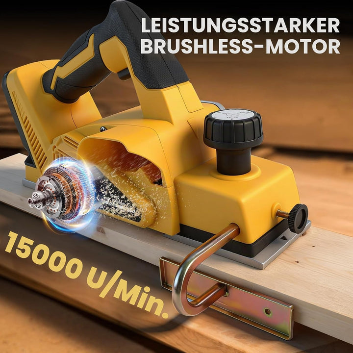 Akku-Handhobel für DEWALT 18V 20V Akkus, 15000 U/min bürstenloser elektrischer Holzhobel mit 82 mm S