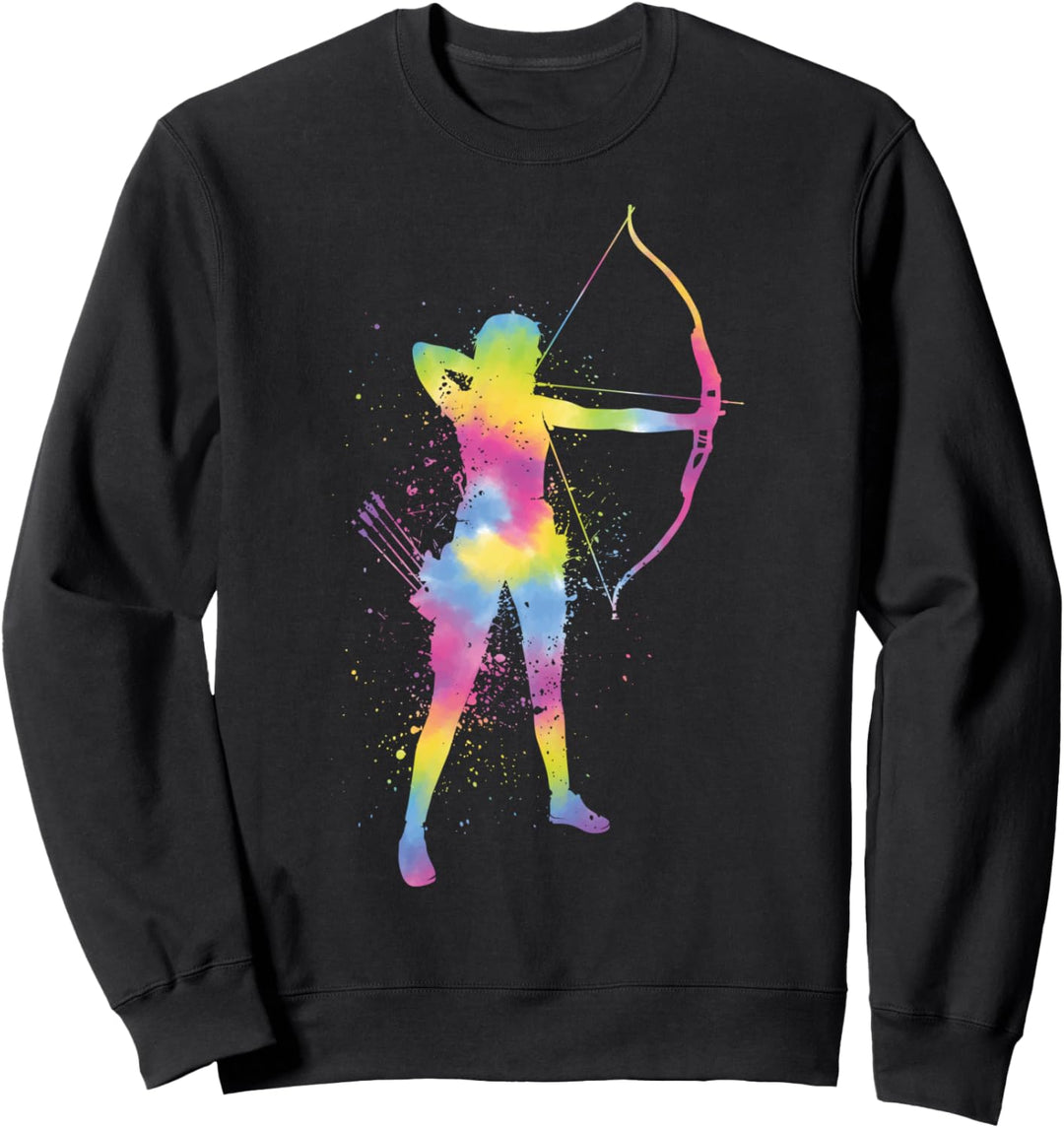 Bogenschützin Langbögen Zielscheibe Splash Bogenschiessen Sweatshirt