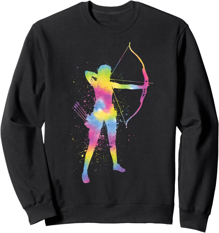 Bogenschützin Langbögen Zielscheibe Splash Bogenschiessen Sweatshirt