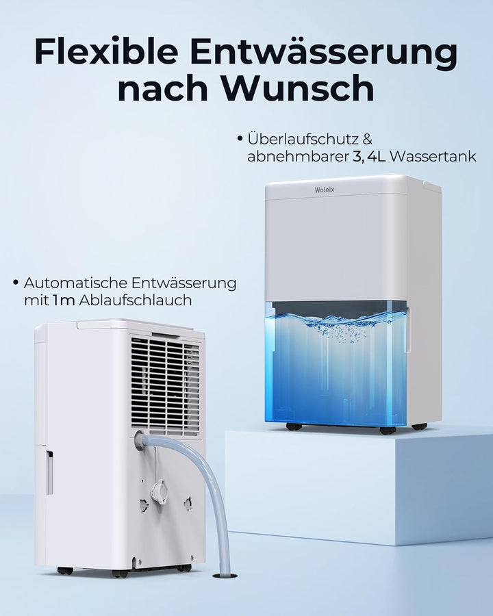 Woleix Luftentfeuchter elektrisch 30L, Entfeuchter elektrisch für Keller, Raumentfeuchter elektrisch