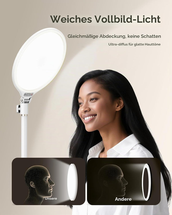 TELESIN Ringlicht mit Stativ Handy Laptop Videokonferenz Licht, 10.2" Ring Light Ringleuchte LED 9 L