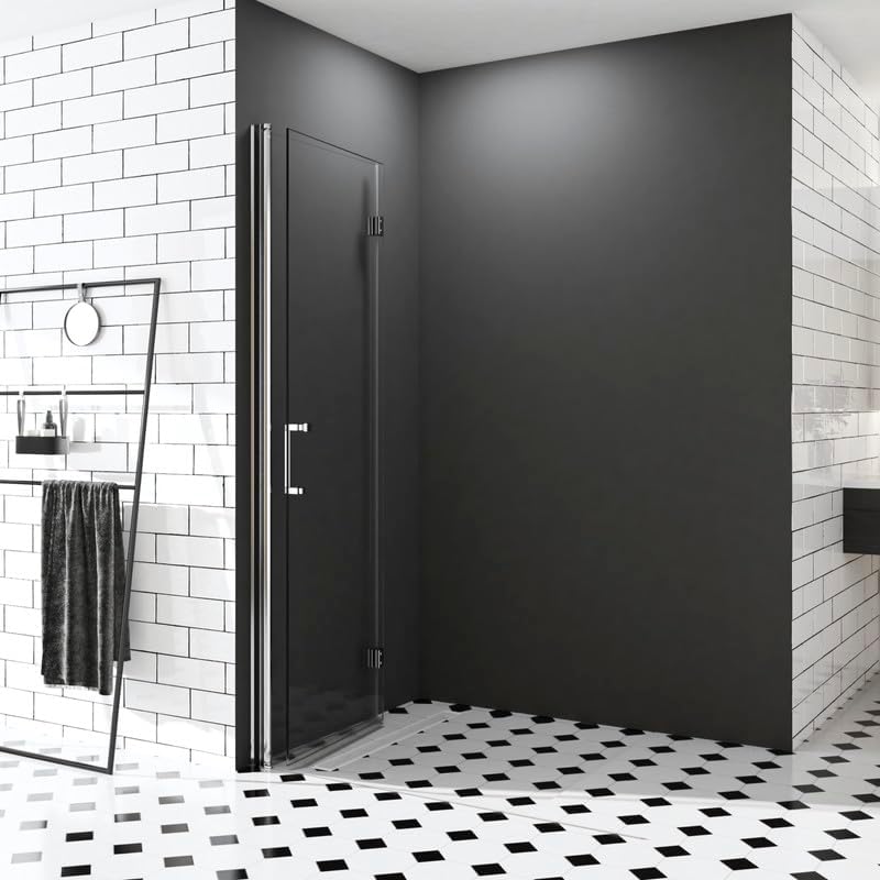 Walk in Duschwand, 120x195 cm Falttür Dusche Duschtrennwand 180° Duschwand 6mm ESG-Sicherheitsglas N