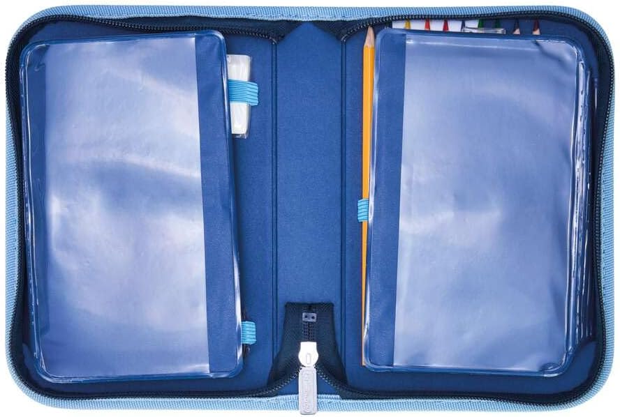 Herlitz Federmäppchen Klappbare Zwei Klappen mit Ausrüstung, Kinder Tasche für Schulutensilien, Funk