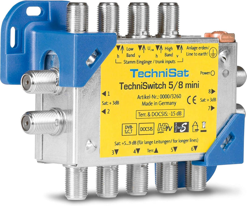 TechniSat TECHNISWITCH 5/8 MINI, Multischalter / Satverteiler für bis zu 8 Teilnehmer, 100m Entfernu