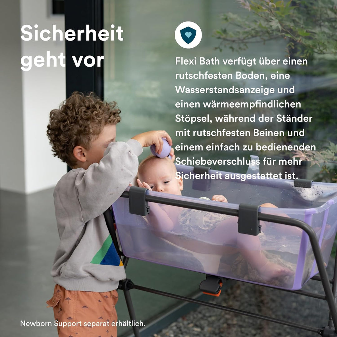 Stokke Flexi Bath (Lavender) + Flexi Bath Stand - Babybadewanne für Babys bis 10 kg - Faltbar, langl