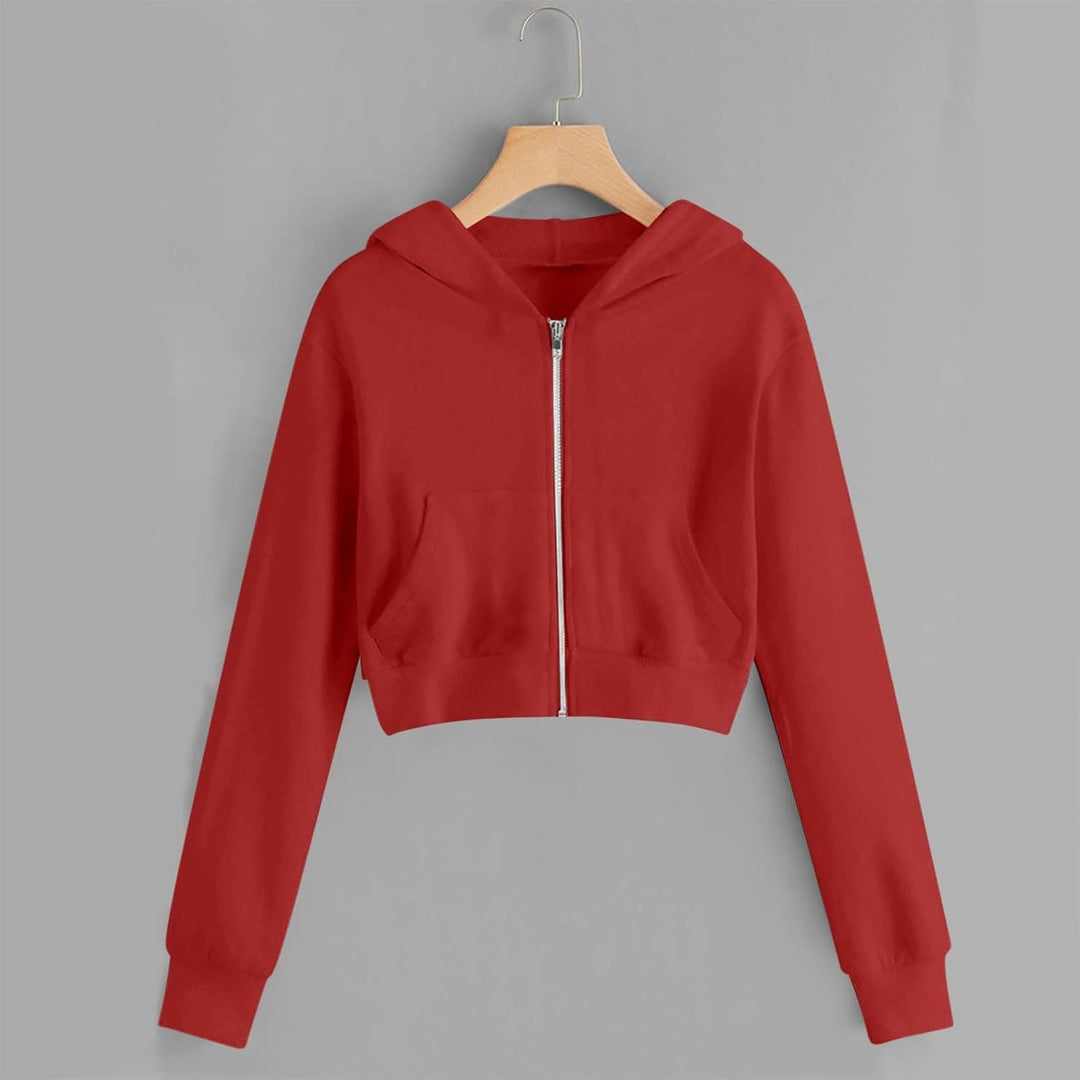 EMATOP Kurz Sweatjacke Mädchen Kinder Langarm Kapuzenjacke Einfarbige Baumwolle Sweatshirt Jacke Ful