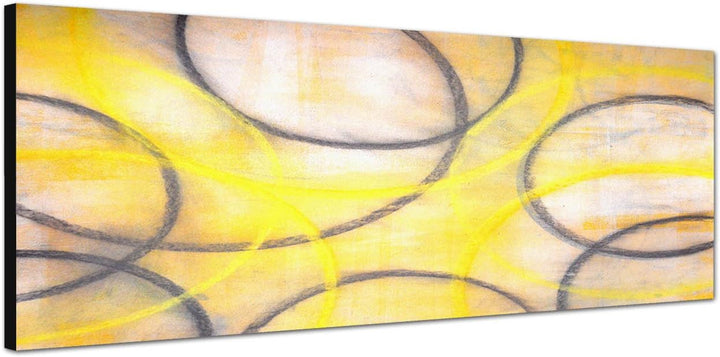 Paul Sinus Art Panoramabild auf Leinwand und Keilrahmen 120x40cm Malerei abstrakt gelb grau