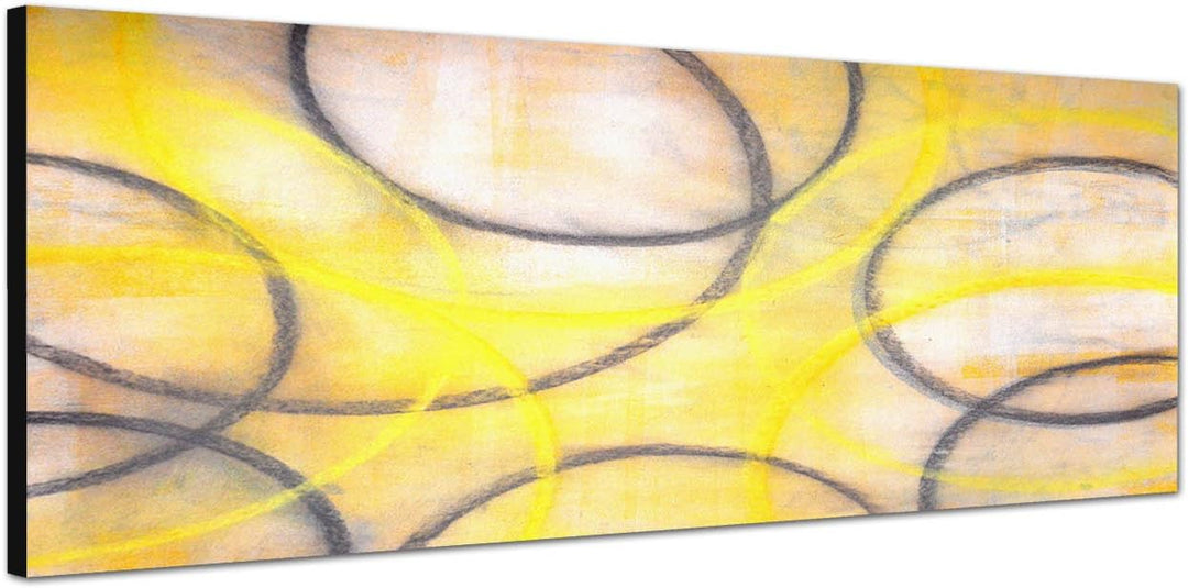 Paul Sinus Art Panoramabild auf Leinwand und Keilrahmen 150x50cm Malerei abstrakt gelb grau