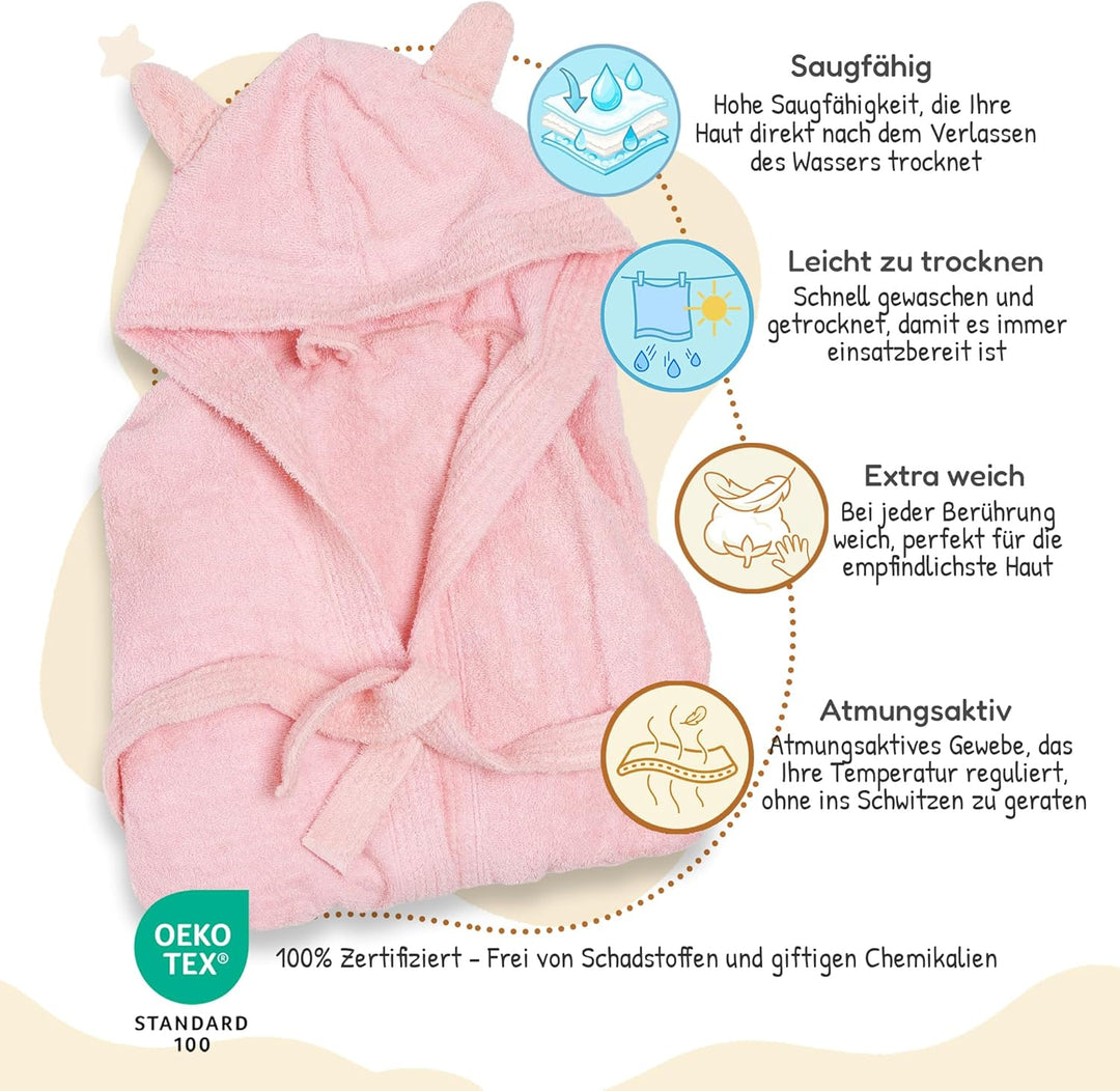 Ti TIN Besuchen Sie den Shop Kinder-Bademantel für Jungen oder Mädchen mit Kapuze und Seitentaschen,