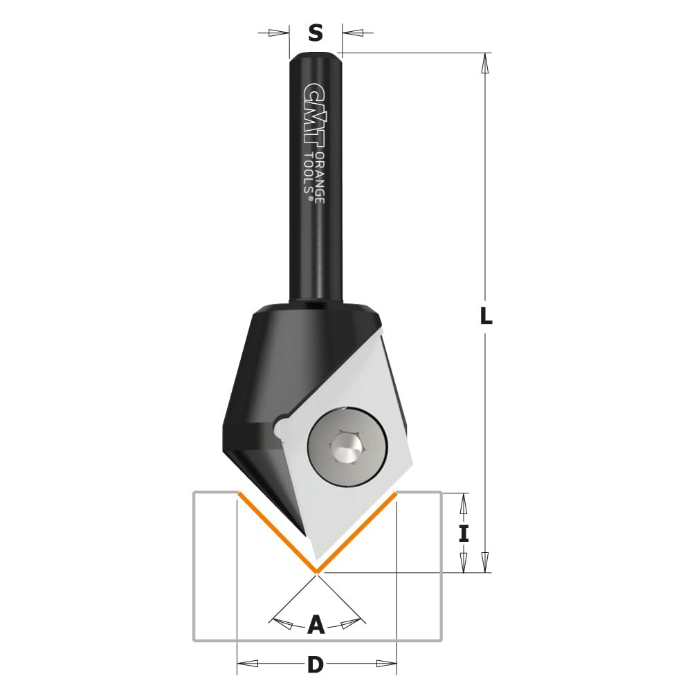 CMT Orange Tools 665.201.11-90°-V-Nut-Fräser 90° mit Wendeplat HW Z1 S=6.35 D=23X11X60 RE