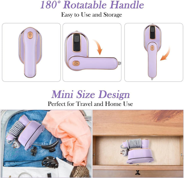 1000W Tragbares Reisebügeleisen, Reisebügeleisen Dampf, Zusammenklappbare Dampfbügeleisen, 10 Sekund