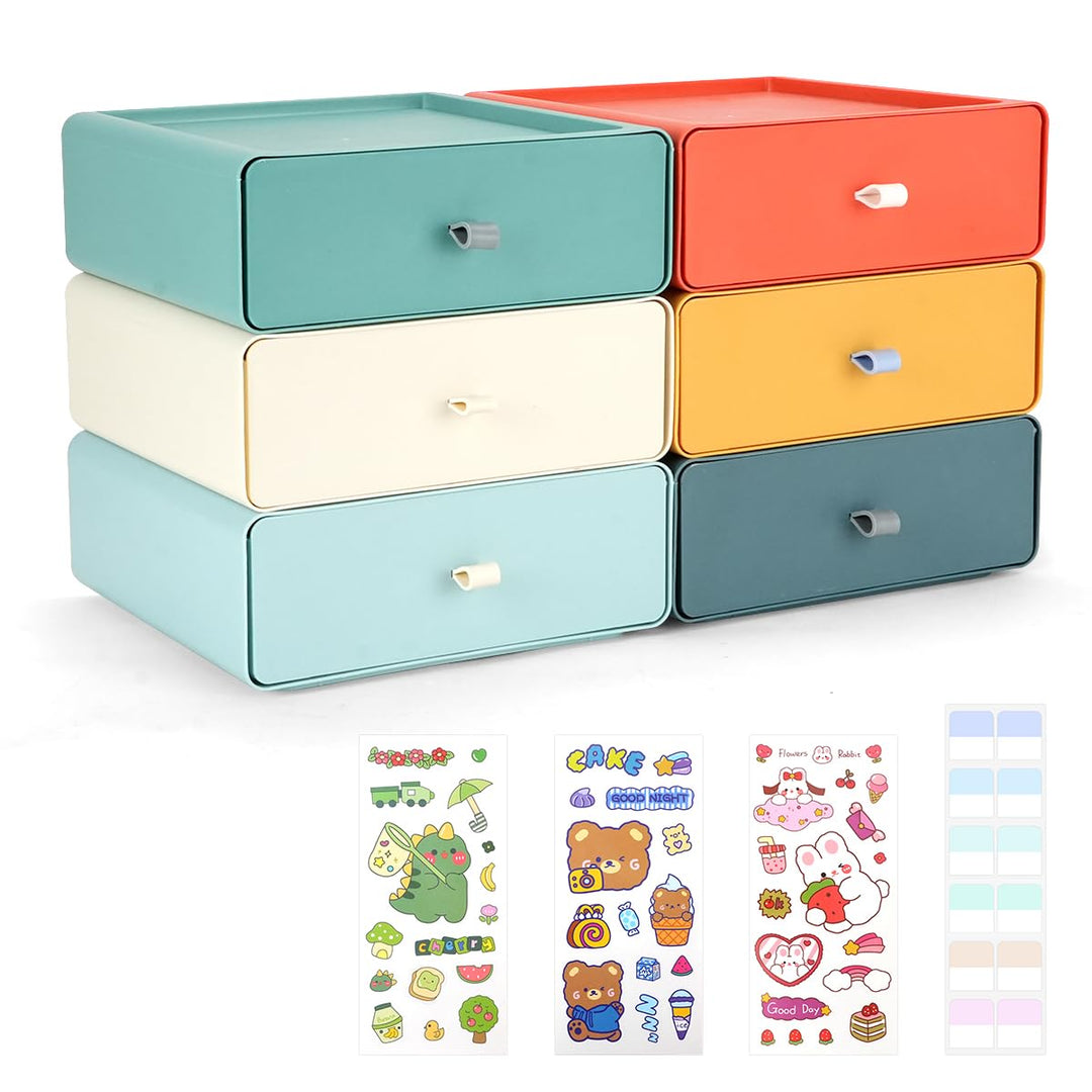 TIE-DailyNec 6 Stück Stapelbare Schubladenboxen, Kosmetik Organizer Schubladenbox, Aufbewahrungsbox