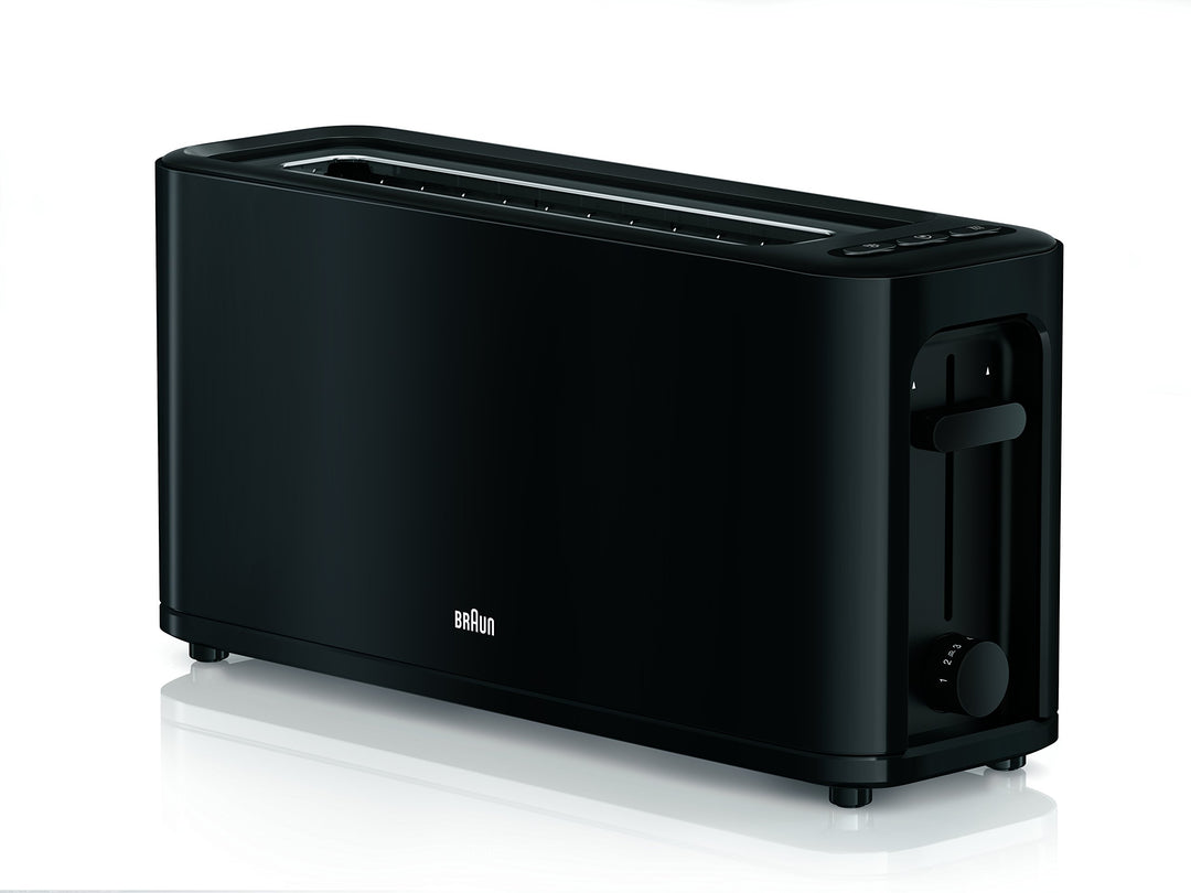 Braun HT 3110 BK Toaster | Langschlitz | Extrabreite Toastkammer | Herausnehmbare Krümelschublade |