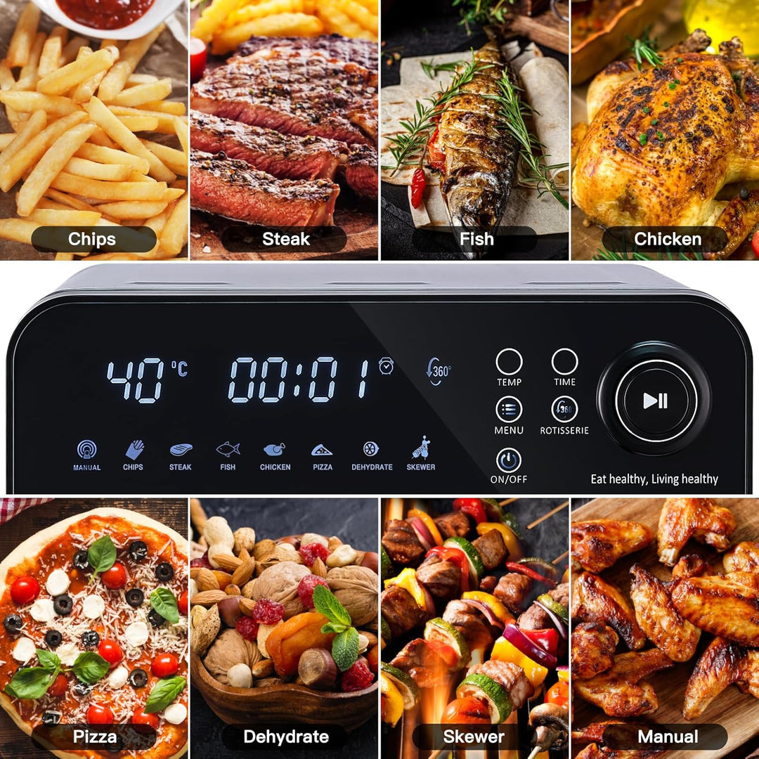 CUSIMAX Heissluftfritteuse 14,5 Liter 8 in 1 Airfryer Oven für Fritteuse Dehydrieren Rotisserie Back