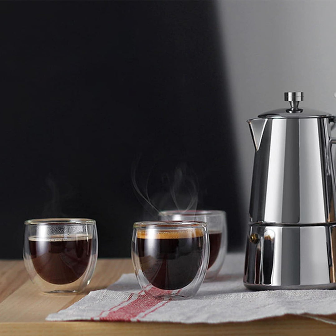 Doppelwandiges Thermoglas Espresso, Espressotassen Glas, 6er-Set Doppelwandige Thermo-Gläser, 80 Ml