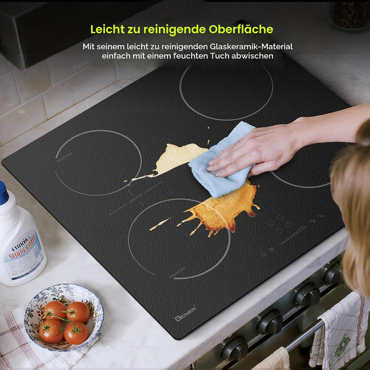 GIONIEN Induktionskochfeld mit Stecker 60cm 16Amp,Integriertes Elektrokochfeld Plug in mit Brückenzo