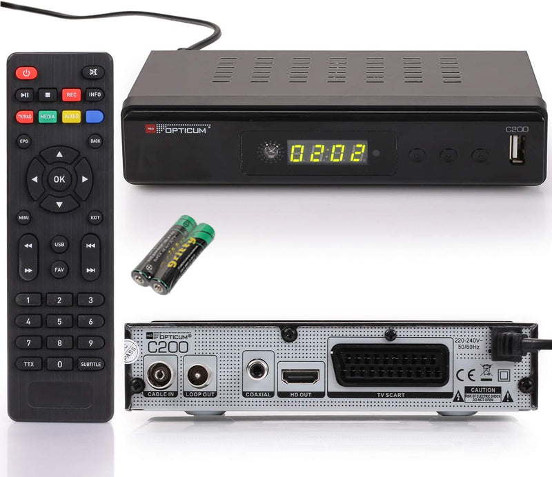 RED OPTICUM C200 HD Kabelreceiver I Digitaler Kabel-Receiver HD mit LED-Display - EPG - HDMI - USB -