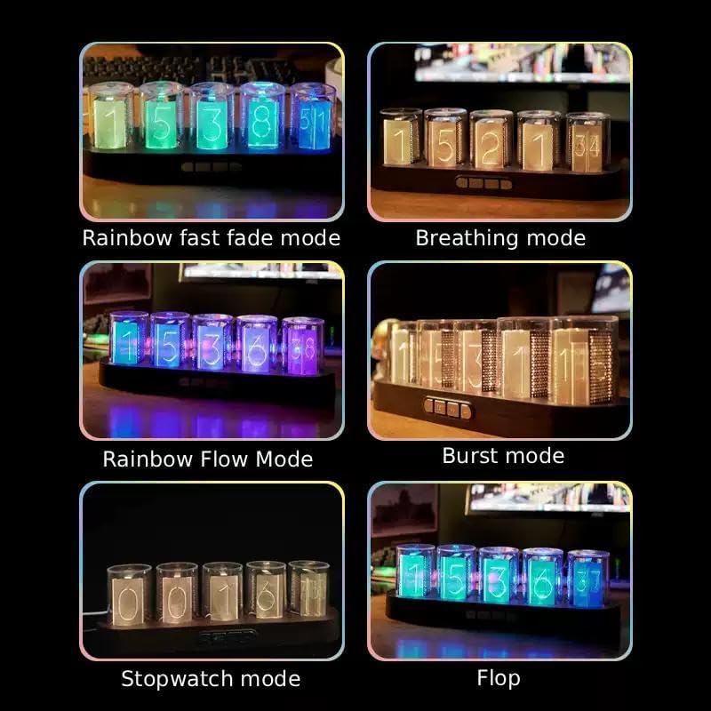 Vollfarbige RGB-Nixie-Röhrenuhr, Nachttischuhr, Umgebungslicht-Dekoration, spezieller digitaler Kale