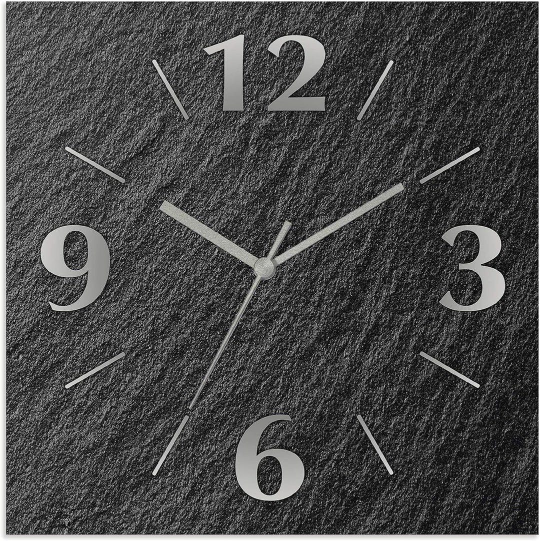 ARTLAND Wanduhr ohne Tickgeräusche Alu Quarzuhr 30x30 cm Quadratisch Lautlos analoge Quarzuhr, 4 Zif