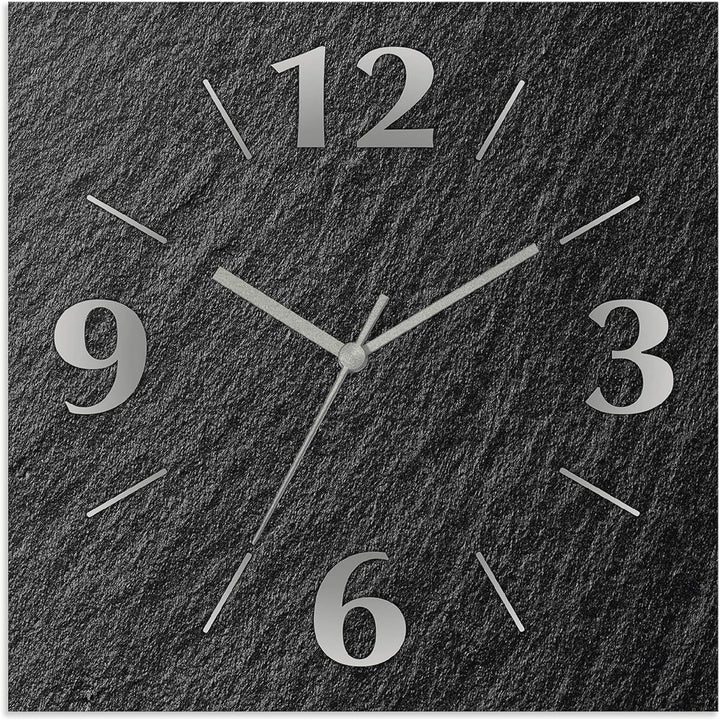 ARTLAND Wanduhr ohne Tickgeräusche Alu Quarzuhr 30x30 cm Quadratisch Lautlos analoge Quarzuhr, 4 Zif