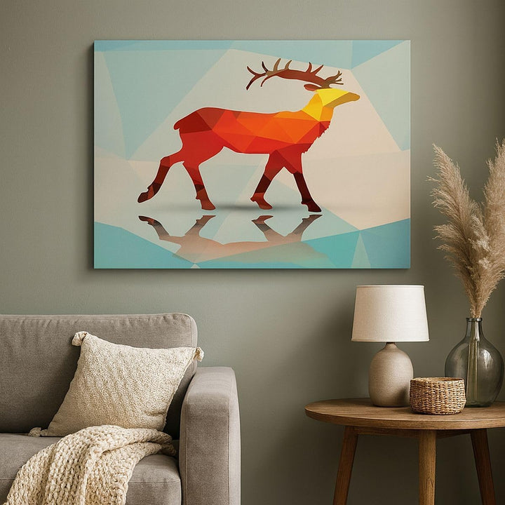 Bilder auf Leinwand Hirsch Illustration modern Grafik Leinwandbild 70x50cm Wandbilder Dekoration Woh