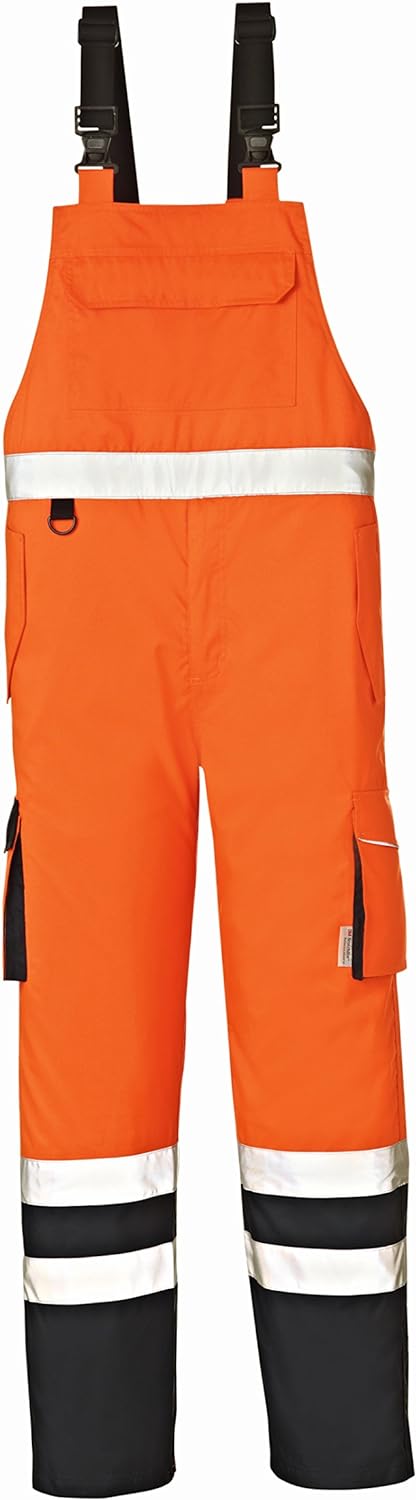 4 Protect Warnschutz Latzhose Chicago 3481 Wetterschutzhose S S Orange/Blau, S Orange/Blau