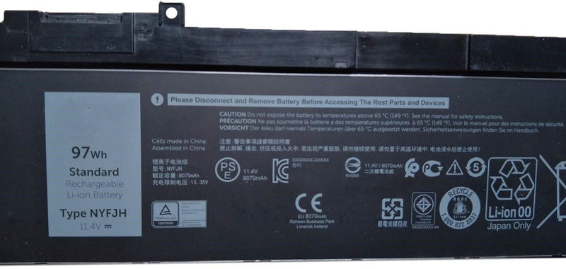 Hubei 11,4 V, 97 Wh, 8070 mAh, NYFJH-kompatibler Laptop-Akku mit Dell Precision 7530 7730 Series Not