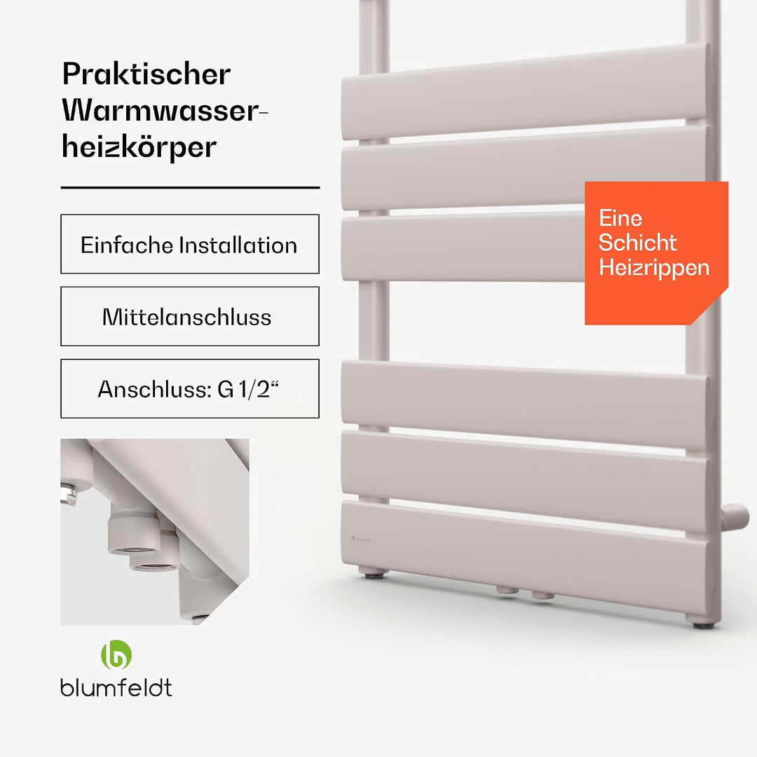 Blumfeldt Badheizkörper, Design Heizkörper Flach, Sparsamer Flachheizkörper Vertikal, 509 Watt Warmw