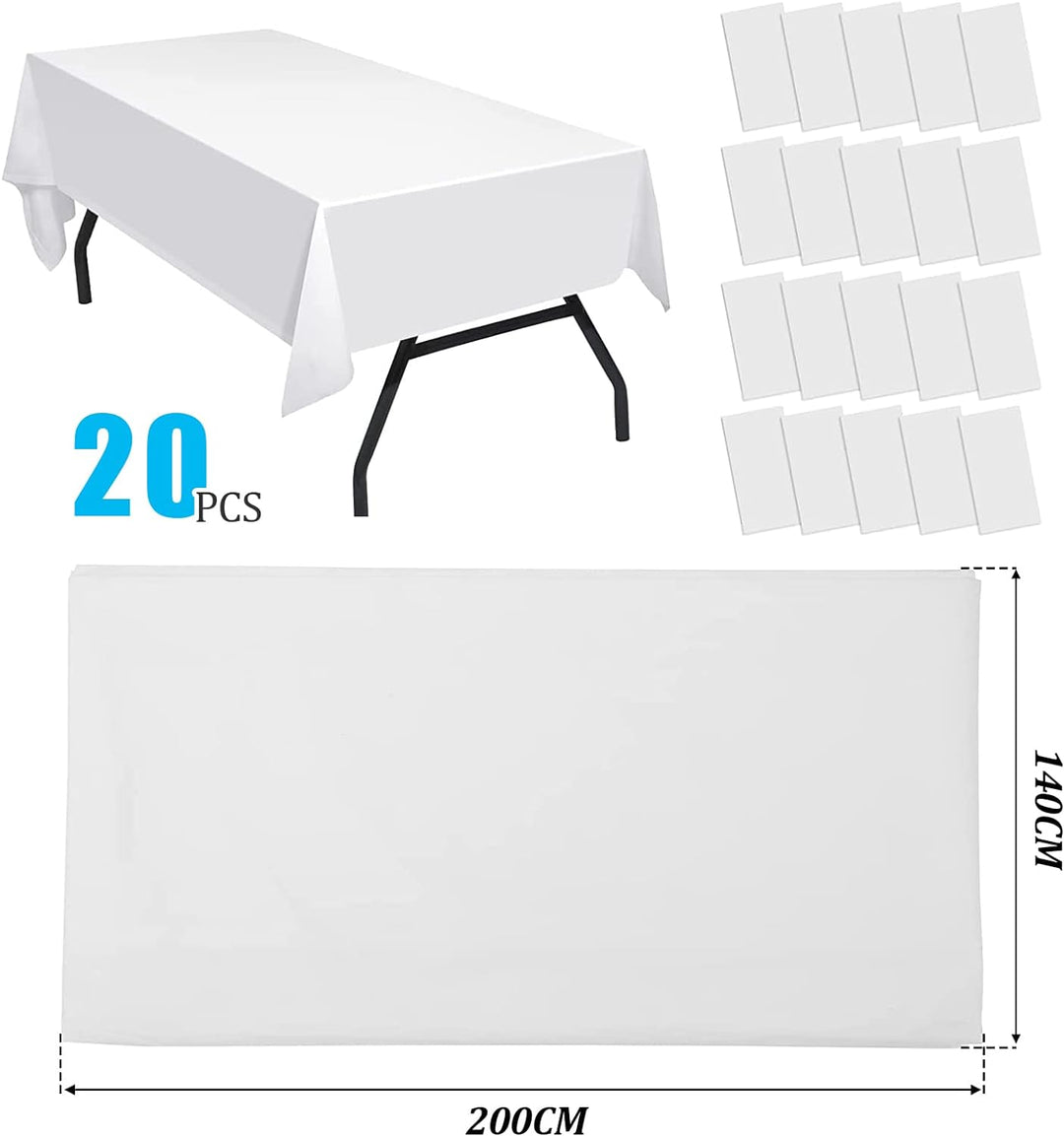 xiaozhifu 20 Stück Tischdecke Einweg Weiss,Einweg Tischdecke für Hochzeit 140cm x 200cm,Wasserdicht