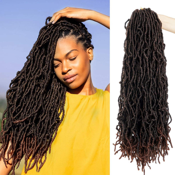 Beyond Beauty 6 Packungen 24Zoll vorgeschlungene Nu Faux Locs Häkelhaar, weiche Dreadlocks, Flechtha