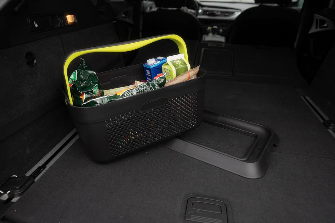 LANCO 21l Stabiler Einkaufskorb/Einkaufstasche inkl. Rutschfester Kofferraum Halterung (ergonomische