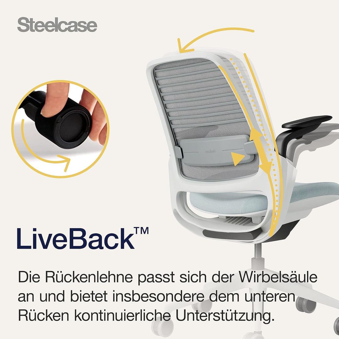 Steelcase Series 1 Ergonomischer Bürostuhl mit LiveBack Lumbalstütze und 4D-Armlehnen Sturmhorizont
