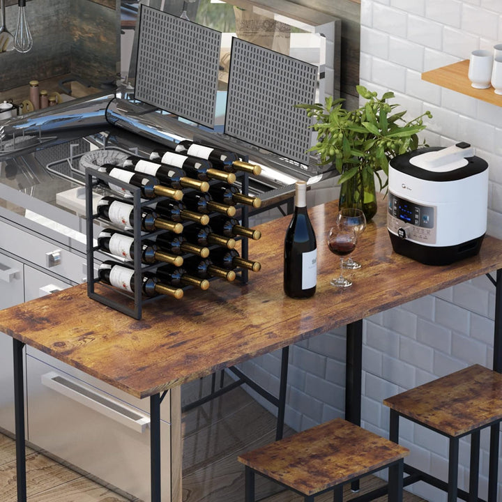 IBUYKE Weinregal Metall, Weinregal Freistehend Lagerung,4 Ebenen 16 Flaschenregal, Für Bartheke, Res