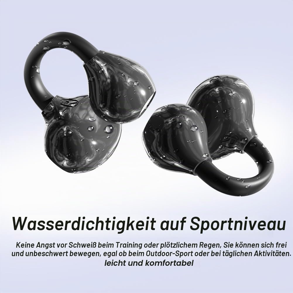 Clip-on Open-Ear Bluetooth-Kopfhörer Wireless,Bluetooth 6.0,60 Stunden Ultra-Lange Akkulaufzeit,Komf