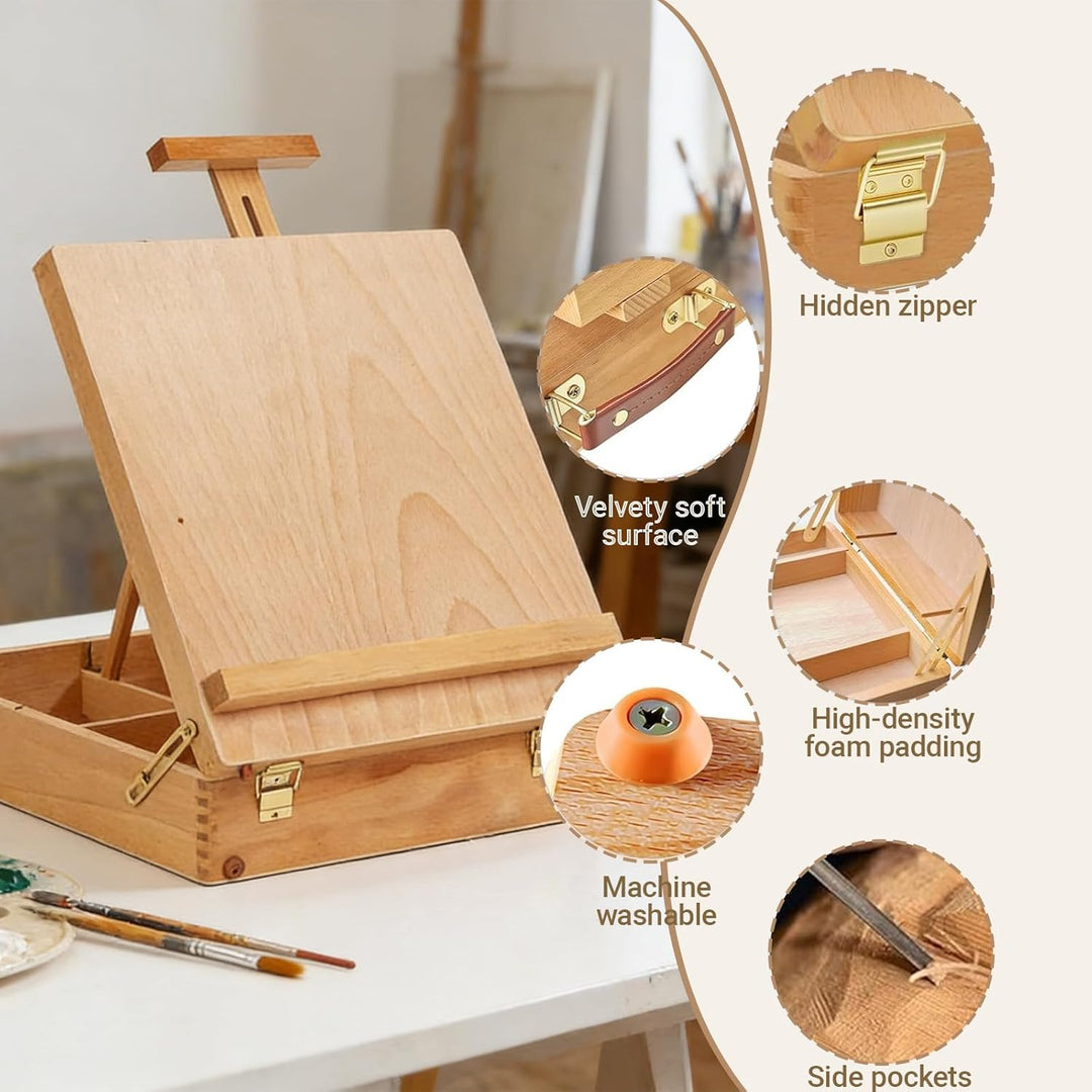 Tischstaffelei, Premium-Holz-Sketchbox-Staffelei, Kofferstaffelei, Staffelei kinder Erwachsene, Küns