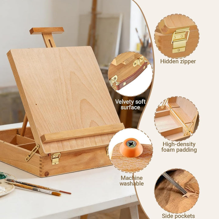 Tischstaffelei, Premium-Holz-Sketchbox-Staffelei, Kofferstaffelei, Staffelei kinder Erwachsene, Küns