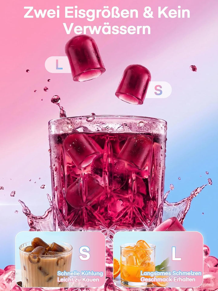 FOHERE Eiswürfelmaschine für Geschmack, Jedes Getränk zu Eiswürfeln, 5 Eiswürfel in 5 Min, 11 KG in