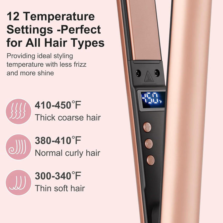 Glätteisen Haarglätter Ceramic Straight für glatte & glänzende Haare, 2 in 1 Glätteisen Locken und G