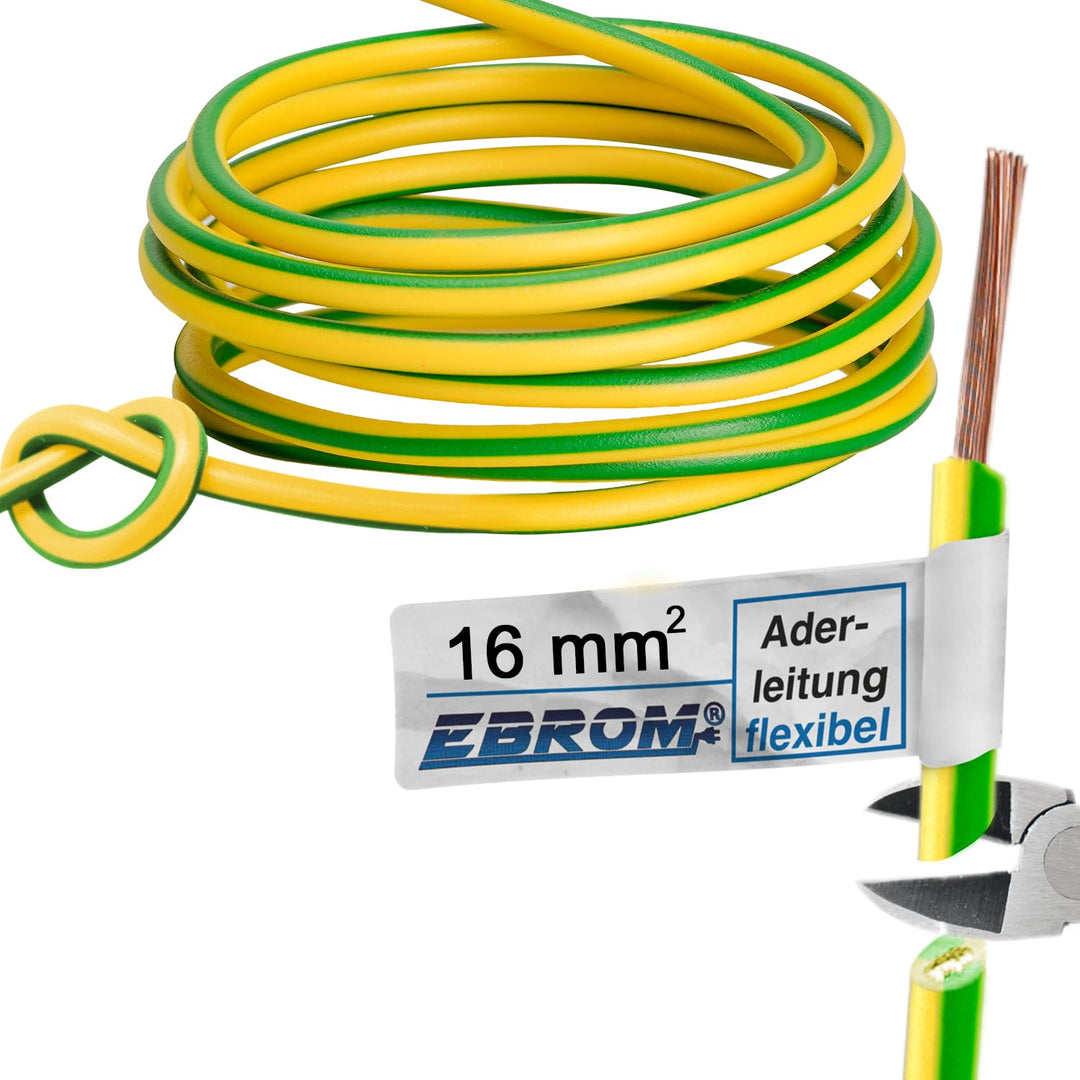 EBROM Aderleitung Erdungskabel H07V-K grün/gelb 16 mm², Ihre Länge 70 Meter | 5 bis 100 Meter - FLEX